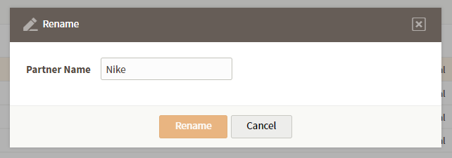 Partners Rename dialog box
